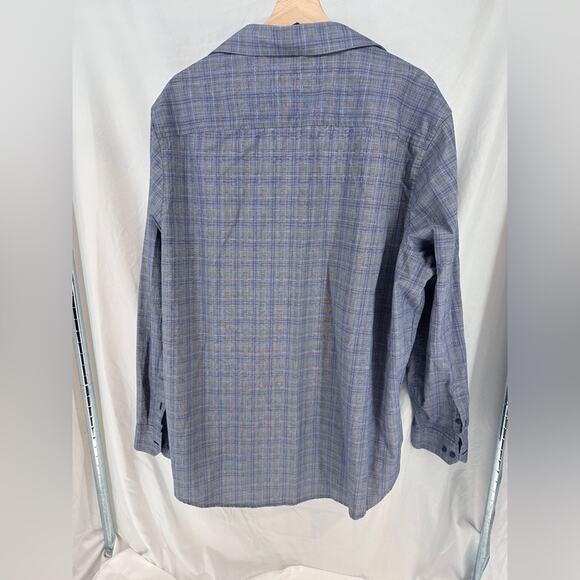 Tasso Elba Men’s Dress Shirt XXL Blue Grey Plaid Long Sleeve Button Front - Picture 4 of 5